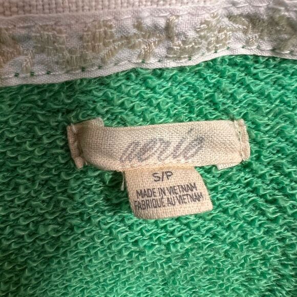 Aerie Tie Waist Hoodie Green French Terry Knit Relaxed Pullover Pocket Sz S - Picture 4 of 5